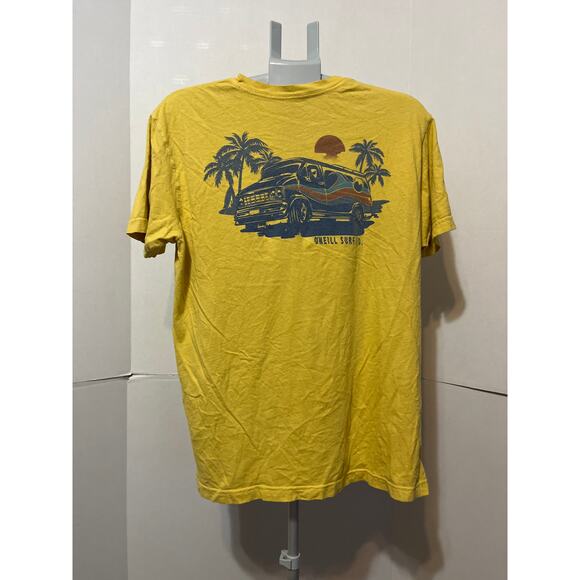 O’Neill Surf Co. Men’s Yellow Graphic T-Shirt Size Large Surf Van Palm Tree - Picture 4 of 6